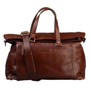 Weekendbag i skinn från NYPD med datorfack 14"
