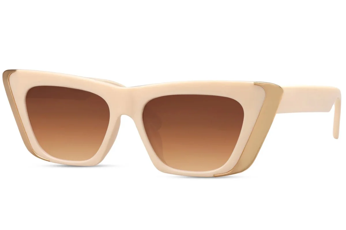 Cateye solglasögon i beige med bruna glas - Bild 3