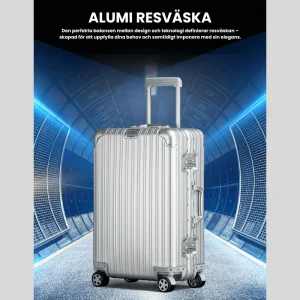 Resväska i aluminium, TSA-lås och 360° hjul